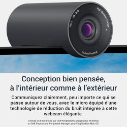Dell Pro Webcam WB5023 – 2K QHD Capteur Sony STARVIS, Cadrage Automatique IA, HDR, Réduction de Bruit 3D & 2D, Micro Réduction d
