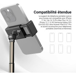 NEEWER Entry Level Version Support de Téléphone, pour Bureau et Lit, Support de Téléphone Portable Réglable à 360°, Compatible a