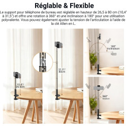 NEEWER Entry Level Version Support de Téléphone, pour Bureau et Lit, Support de Téléphone Portable Réglable à 360°, Compatible a