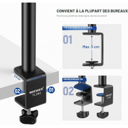 Neewer Support de table extensible pour appareil photo,rotule 1/4",support de table réglable 17-40",pince en C pour appareil ref