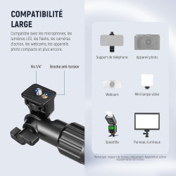 NEEWER Bras de Support de caméra aérien avec Clip, 56 cm, 180° et 360°, Bras de Maintien Flexible à 2 Sections pour Support de B