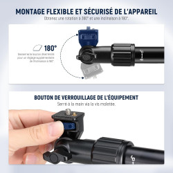 NEEWER Bras de Support de caméra aérien avec Clip, 56 cm, 180° et 360°, Bras de Maintien Flexible à 2 Sections pour Support de B