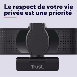 Trust Teza 4K Ultra HD Webcam 3840x2160, Autofocus, Noir | 2 Microphones Intégrés, 30 FPS, USB Plug & Play, Web Caméra pour Team