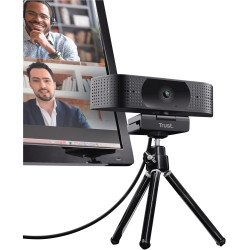 Trust Teza 4K Ultra HD Webcam 3840x2160, Autofocus, Noir | 2 Microphones Intégrés, 30 FPS, USB Plug & Play, Web Caméra pour Team