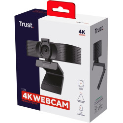 Trust Teza 4K Ultra HD Webcam 3840x2160, Autofocus, Noir | 2 Microphones Intégrés, 30 FPS, USB Plug & Play, Web Caméra pour Team