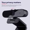 Trust Taxon Webcam 2K QHD, Autofocus, Filtre de Confidentialité, Noir | 2560x1440p, 2 Microphones, Grand Angle, 85% Plastique Re