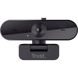 Trust Taxon Webcam 2K QHD, Autofocus, Filtre de Confidentialité, Noir | 2560x1440p, 2 Microphones, Grand Angle, 85% Plastique Re