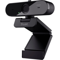 Trust Taxon Webcam 2K QHD, Autofocus, Filtre de Confidentialité, Noir | 2560x1440p, 2 Microphones, Grand Angle, 85% Plastique Re