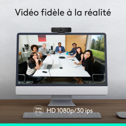 Logitech C925e, Webcam Professionnelle, vidéo HD 1080p/30 IPS, Correction lumière, autofocus, Son Clair, obturateur confidential