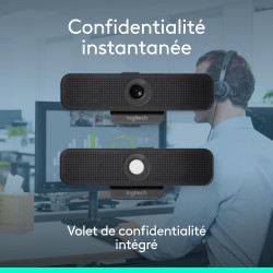 Logitech C925e, Webcam Professionnelle, vidéo HD 1080p/30 IPS, Correction lumière, autofocus, Son Clair, obturateur confidential