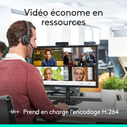 Logitech C925e, Webcam Professionnelle, vidéo HD 1080p/30 IPS, Correction lumière, autofocus, Son Clair, obturateur confidential