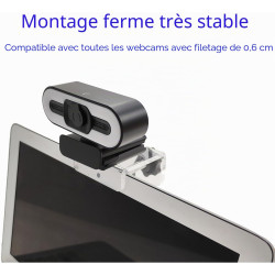Support de webcam pour moniteur, compatible avec Logitech et autres webcams avec filetage 6,35 mm, support acrylique transparent