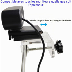 Support de webcam pour moniteur, compatible avec Logitech et autres webcams avec filetage 6,35 mm, support acrylique transparent