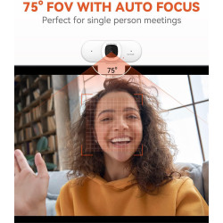 NUROUM V15-AF 2K Webcam avec Autofocus, 1080P 60fps Caméra PC avec Microphones, 75° Grand Angel, Annulation des bruits/Correctio