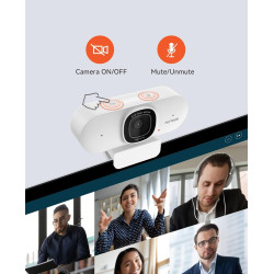 NUROUM V15-AF 2K Webcam avec Autofocus, 1080P 60fps Caméra PC avec Microphones, 75° Grand Angel, Annulation des bruits/Correctio