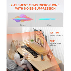 NUROUM V15-AF 2K Webcam avec Autofocus, 1080P 60fps Caméra PC avec Microphones, 75° Grand Angel, Annulation des bruits/Correctio
