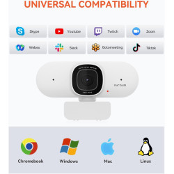 NUROUM V15-AF 2K Webcam avec Autofocus, 1080P 60fps Caméra PC avec Microphones, 75° Grand Angel, Annulation des bruits/Correctio