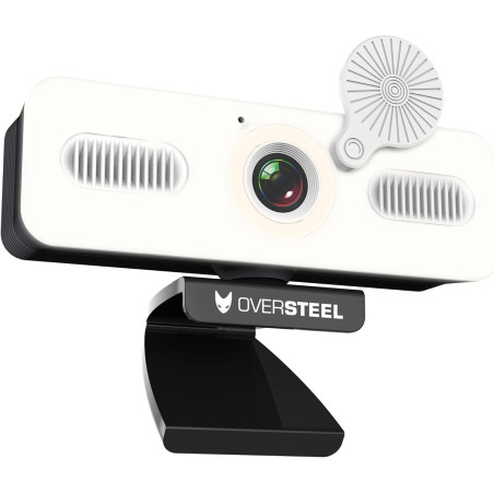 Oversteel - Bulat Webcam 1080P Full HD avec microphone et anneau lumineux, 60fps, USB 2.0, appel vidéo, enregistrement, conféren