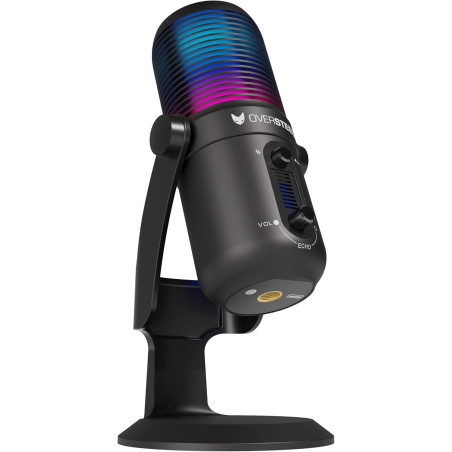 Oversteel - Elinvar USB Gaming Microphone, cardioïde et omnidirectionnel avec bras et support, illumination RGB, Plug & Play, co