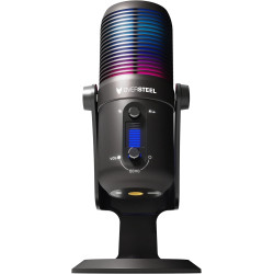 Oversteel - Elinvar USB Gaming Microphone, cardioïde et omnidirectionnel avec bras et support, illumination RGB, Plug & Play, co