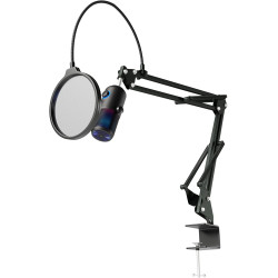 Oversteel - Elinvar USB Gaming Microphone, cardioïde et omnidirectionnel avec bras et support, illumination RGB, Plug & Play, co