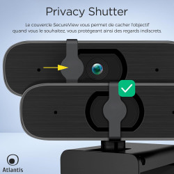 Atlantis Webcam 2K, 5 Mpixel 2560x1944/30fps et Full HD, autofocus, Double Microphone omnidirectionnel, Balance des Blancs, Angl
