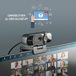 NGS XPRESSCAM 1080FHD - Webcam Full HD 1080p avec Microphone intégré et Connexion USB 2.0 pour Les appels vidéo dans Skype, Zoom
