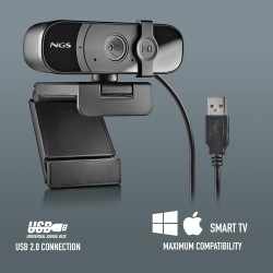 NGS XPRESSCAM 1080FHD - Webcam Full HD 1080p avec Microphone intégré et Connexion USB 2.0 pour Les appels vidéo dans Skype, Zoom