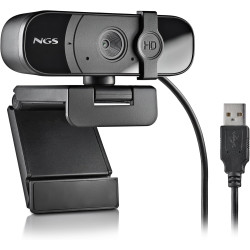 NGS XPRESSCAM 1080FHD - Webcam Full HD 1080p avec Microphone intégré et Connexion USB 2.0 pour Les appels vidéo dans Skype, Zoom
