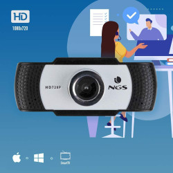 NGS XPRESSCAM720 - Webcam HD 1280x720 avec Connexion USB 2.0, Microphone Integré, 1Mpx de Resolution Réelle et Plug&Play