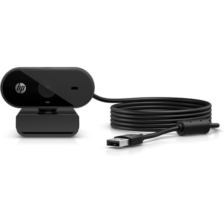 HP - PC Webcam 320 FHD, Compatible avec Chrome, Correcteur Automatique de lumière, Microphone intégré, Support avec Clip pivotan