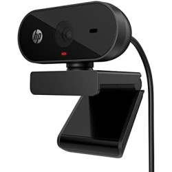 HP - PC Webcam 320 FHD, Compatible avec Chrome, Correcteur Automatique de lumière, Microphone intégré, Support avec Clip pivotan
