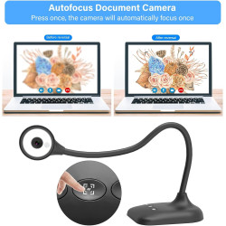 Visualiseur, Caméra Document pour Lumières LED à 3 Niveaux, iOS à 5 Niveaux, Inversion d'image, Pliage avec Zoom, Skype, Teams, 