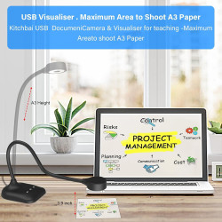 Visualiseur, Caméra Document pour Lumières LED à 3 Niveaux, iOS à 5 Niveaux, Inversion d'image, Pliage avec Zoom, Skype, Teams, 