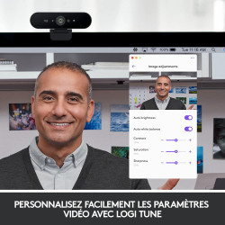 Logitech Brio Ultra 4k HD Pro Webcam, Streaming Rapide 1080p/60ips, Champs de Vision Réglable, Zoom X5, Compatible avec Skype, W