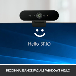 Logitech Brio Ultra 4k HD Pro Webcam, Streaming Rapide 1080p/60ips, Champs de Vision Réglable, Zoom X5, Compatible avec Skype, W