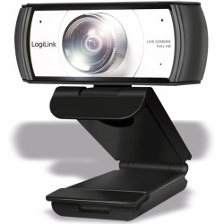 LogiLink UA0377 Webcam de conférence HD USB, Objectif Ultra Grand Angle 120°, Double Microphone avec réduction du Bruit, Mise au
