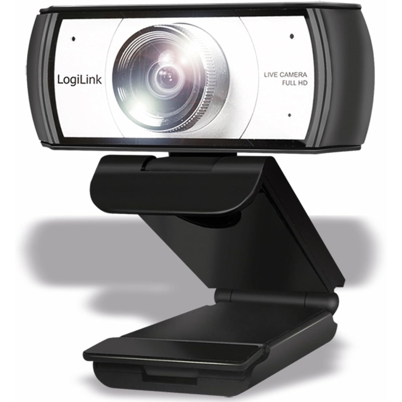 LogiLink UA0377 Webcam de conférence HD USB, Objectif Ultra Grand Angle 120°, Double Microphone avec réduction du Bruit, Mise au