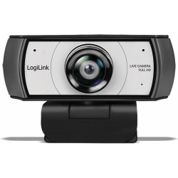 LogiLink UA0377 Webcam de conférence HD USB, Objectif Ultra Grand Angle 120°, Double Microphone avec réduction du Bruit, Mise au