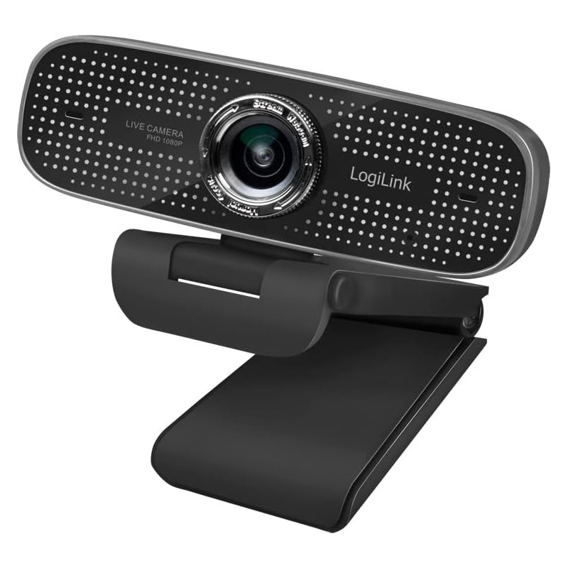 LogiLink UA0378 Webcam USB de conférence HD Objectif Grand Angle 100 ° Double Microphone avec réduction du Bruit avec Mise au Po