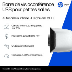 POLY Studio V12 - Barre vidéo USB avec caméra 20 MP et grand angle de 120 °, solution de conférence tout-en-un avec microphone e