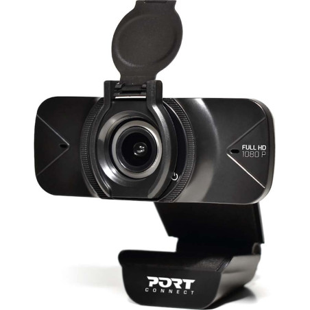 PORT CONNECT WEBCAM FULL HD 1080P compatible Window & Mac connectique USB-A & USB-C Microphone Noir