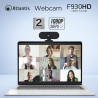 Atlantis Webcam Full HD 1080p 1920x1080/30fps, Mise au Point Manuelle, Microphone intégré, Connexion USB, Balance des Blancs, An