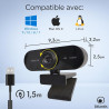 Atlantis Webcam Full HD 1080p 1920x1080/30fps, Mise au Point Manuelle, Microphone intégré, Connexion USB, Balance des Blancs, An