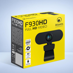 Atlantis Webcam Full HD 1080p 1920x1080/30fps, Mise au Point Manuelle, Microphone intégré, Connexion USB, Balance des Blancs, An