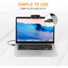 LYCANDER HD Webcam - avec Microphone Intégré, Câble USB, Hauteur Ajustable, Résolution 720p HD