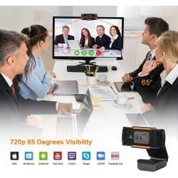 LYCANDER HD Webcam - avec Microphone Intégré, Câble USB, Hauteur Ajustable, Résolution 720p HD