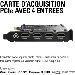 Corsair Elgato Cam Link Pro, carte d’acquisition interne à 4 entrées HDMI, streaming et enregistrement 1080p60 ou 4K30 pour visi