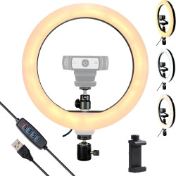 Anneau Lumineux pour Webcam Logitech C920, C922x, C930e, Brio 4K, C925e, C922, C930, C615 Trou de vis 6,35 mm - Lumière de 25,4 