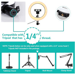 Anneau Lumineux pour Webcam Logitech C920, C922x, C930e, Brio 4K, C925e, C922, C930, C615 Trou de vis 6,35 mm - Lumière de 25,4 